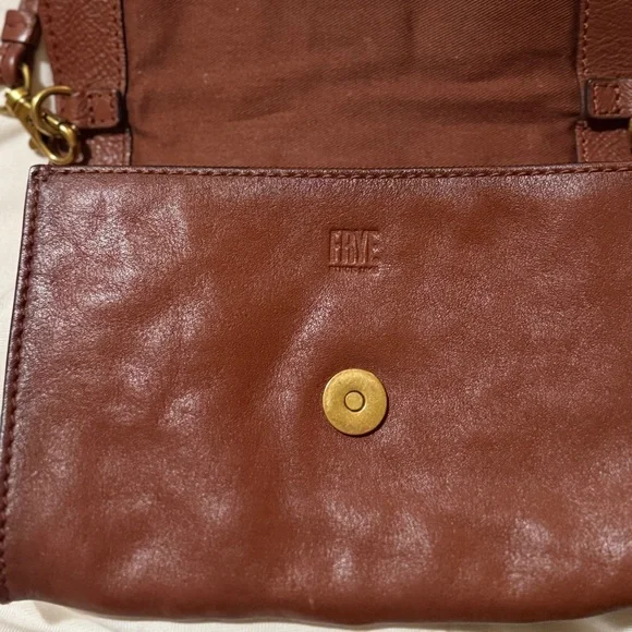 Frye Brown Leather Crossbody Bag with Gold Ring - Picture 3 of 12